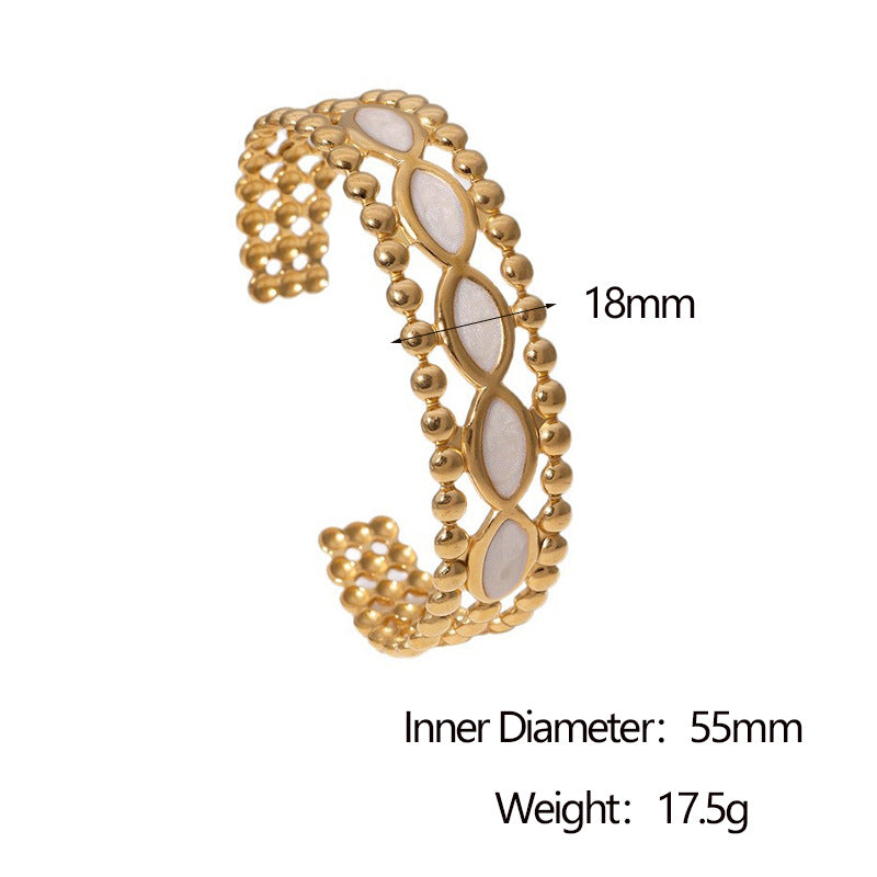Vintage Minimalist 18K Gold Plated Stainless Steel Wide Open Cuff Bracelet for Women