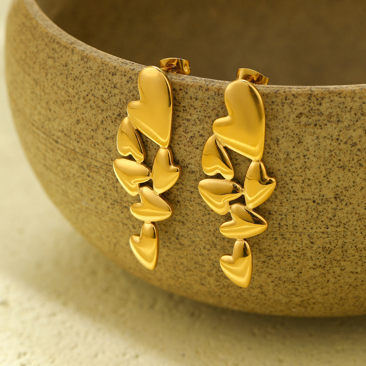 Minimalist Irregular Heart-Shaped Titanium Steel Earrings with Plated Finish for Women