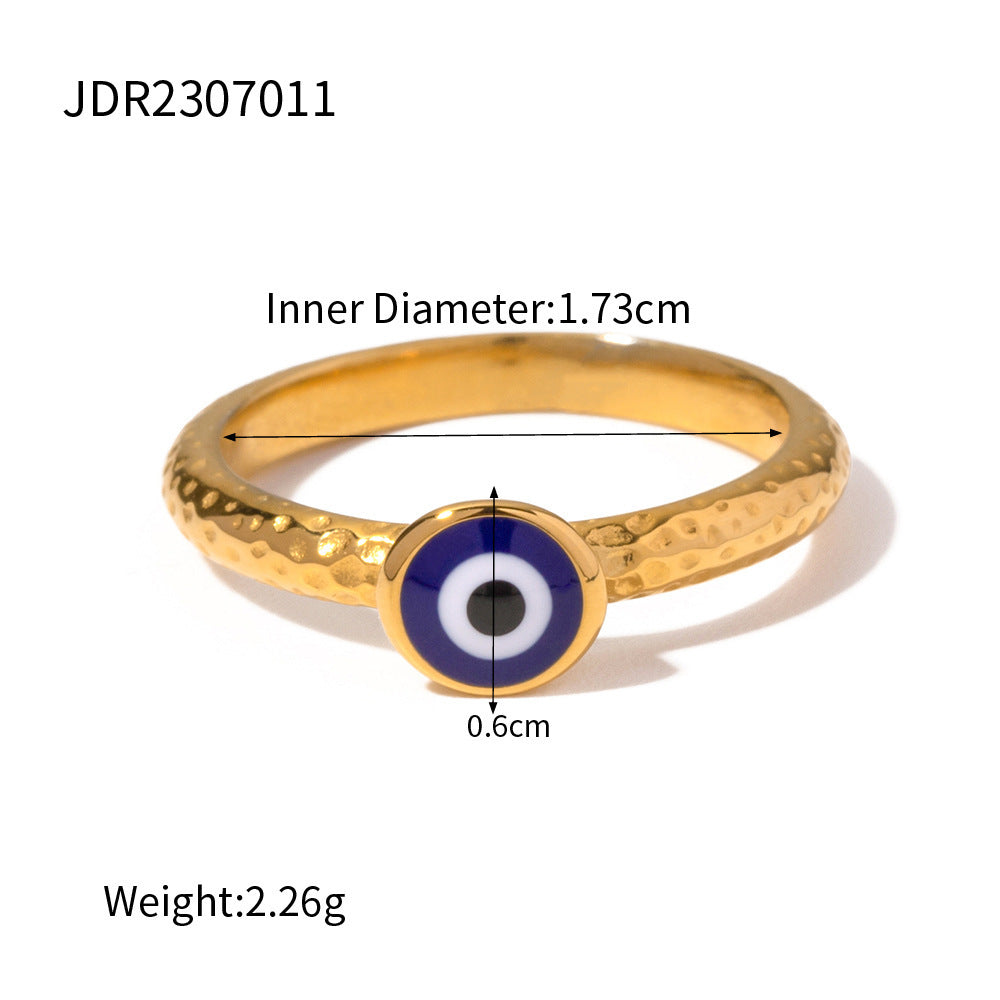 Geometric Plated Stainless Steel Ring with Natural Gemstone for Women