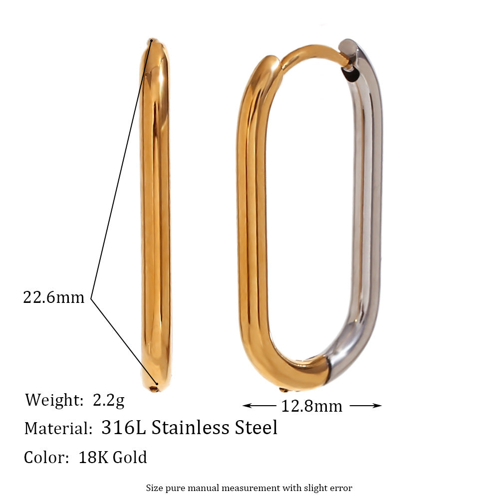 Vintage-Style Irregular Geometric Liquid Drop Earrings in Stainless Steel with 18K Gold Plating and Micro-Paved Zirconia