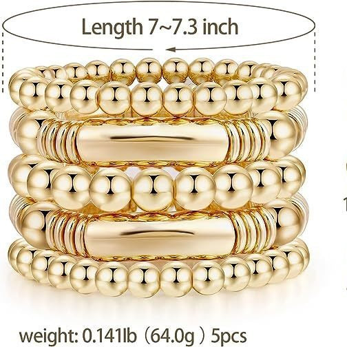Bohemian Minimalist Gold Plated Round Bead Bracelet Unisex Geometric Ball Chain Bangle