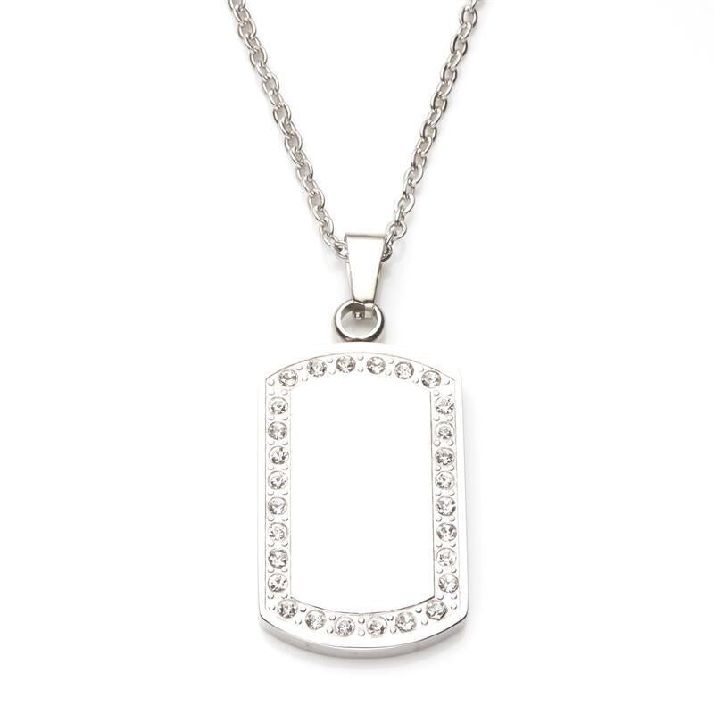 Sweet and Edgy Geometric Pendant Necklace in Stainless Steel with Double-Sided Polished Finish and Engravable Design