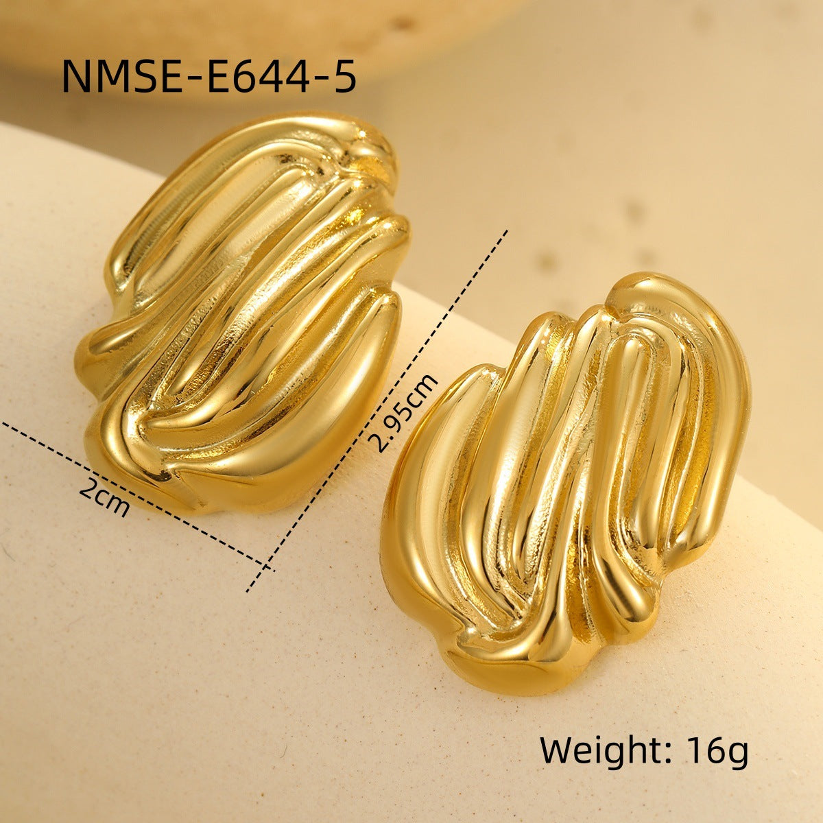 Minimalist Vertical Stripe Shell Earrings in Stainless Steel with 18K Gold Plating for Women