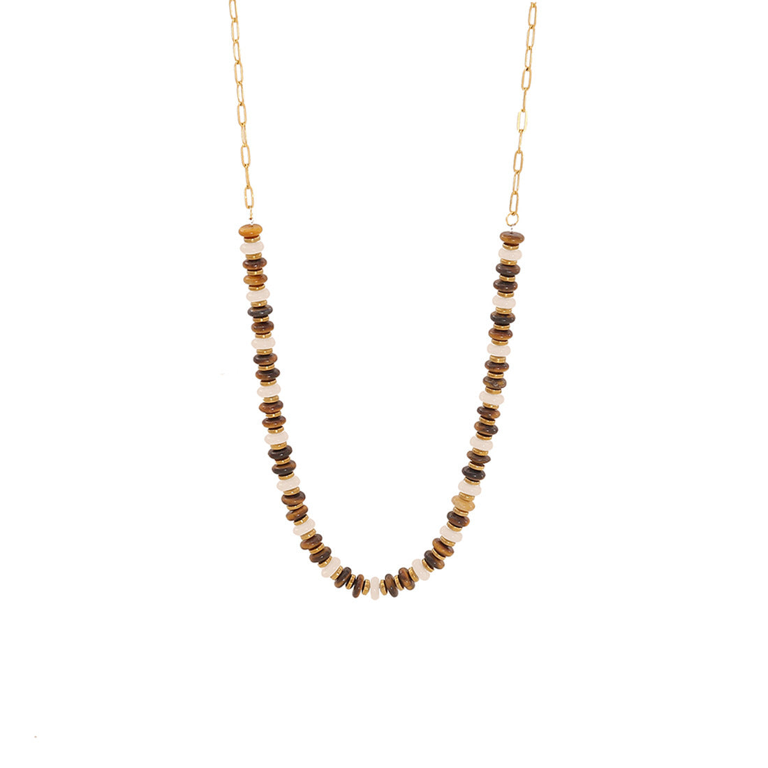 Rustic Vintage Style Heart-Shaped Stainless Steel Beaded Necklace with Double Layer Chain