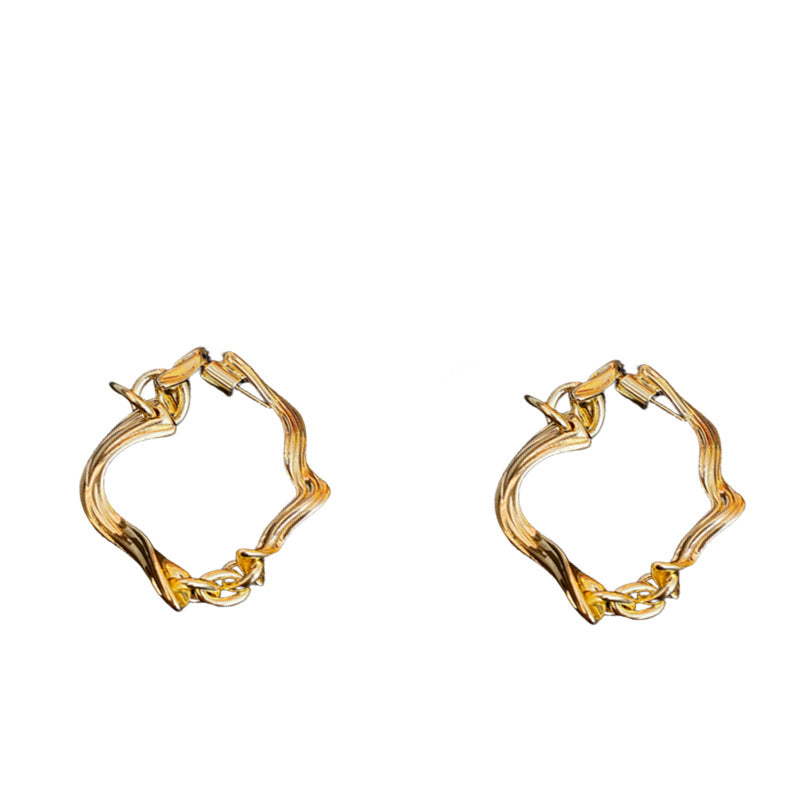 Orecchini a perno da donna minimalisti geometrici irregolari in metallo placcato argento con design a spirale testurizzato