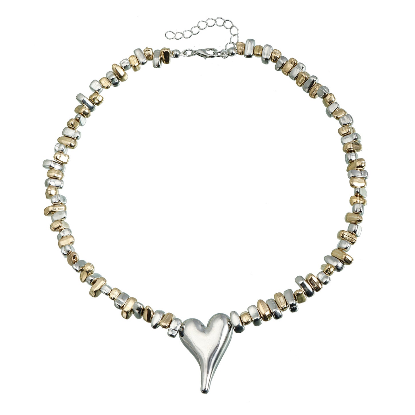 Minimalist Irregular Two-Tone Heart-Shaped Alloy Necklace with Plated Finish for Women