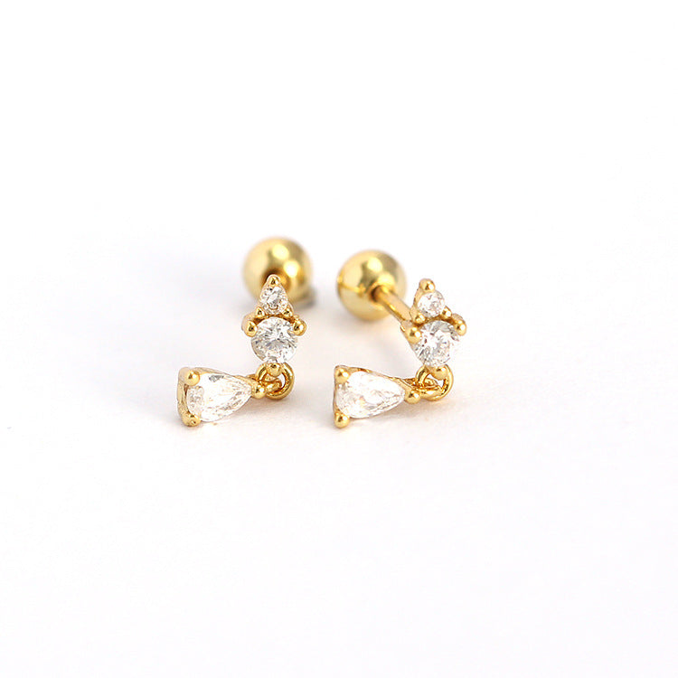 Orecchini a polsino con ciondolo a borchia minimalista geometrico lucido in zirconia per donne e uomini con finitura placcata in argento sterling 925