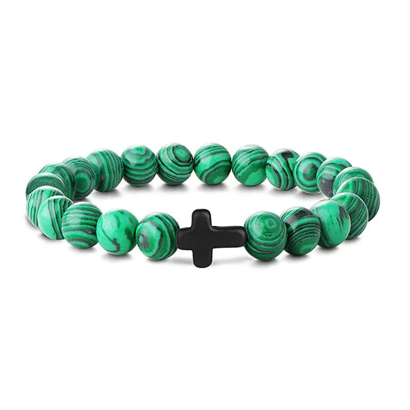 Minimalist Geometric Tiger Eye Turquoise Obsidian Beaded Bracelet Unisex Handmade Jewelry