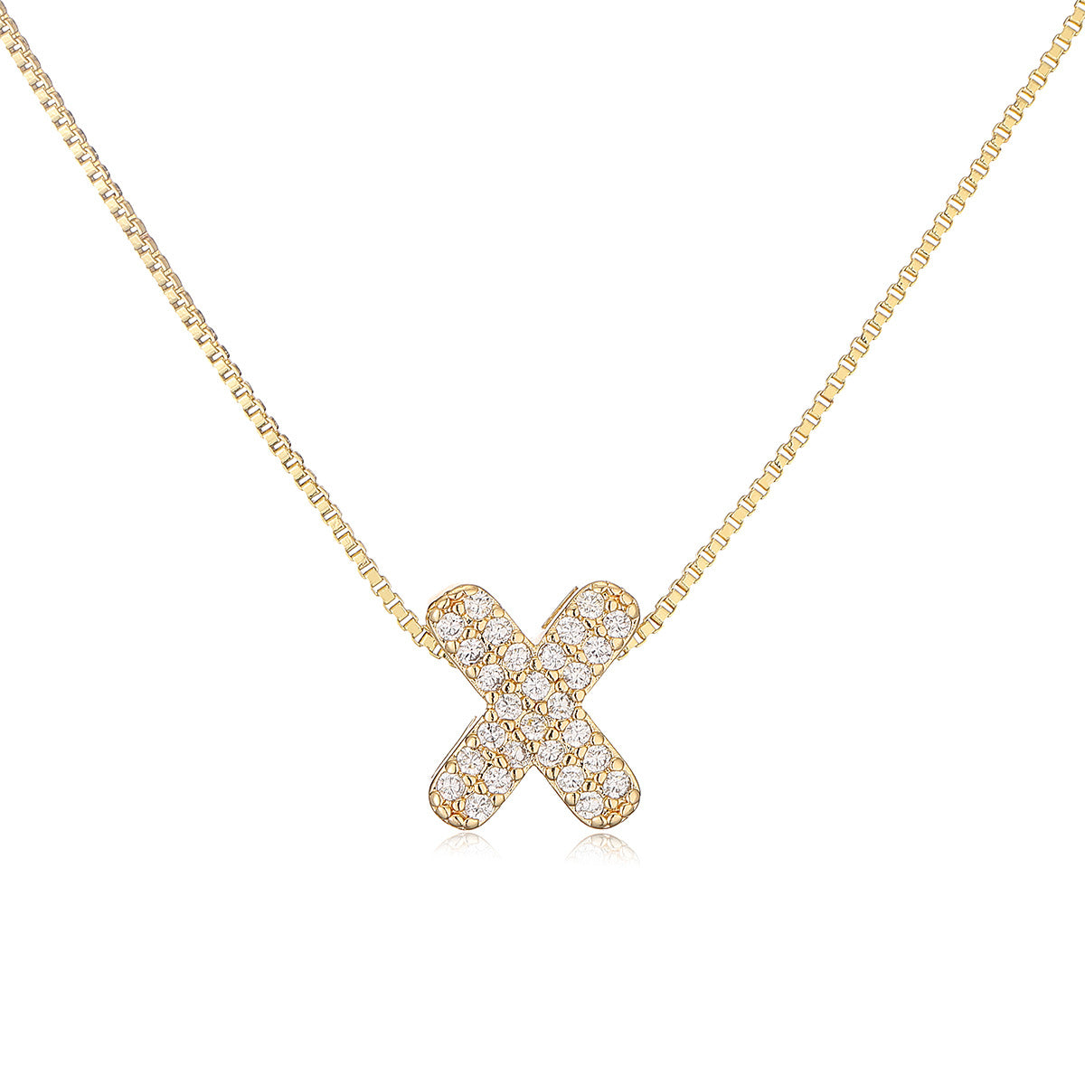 Collar con colgante de cobre minimalista con forma de letra para mujer con baño de oro de 18 quilates, delicada cadena para la clavícula