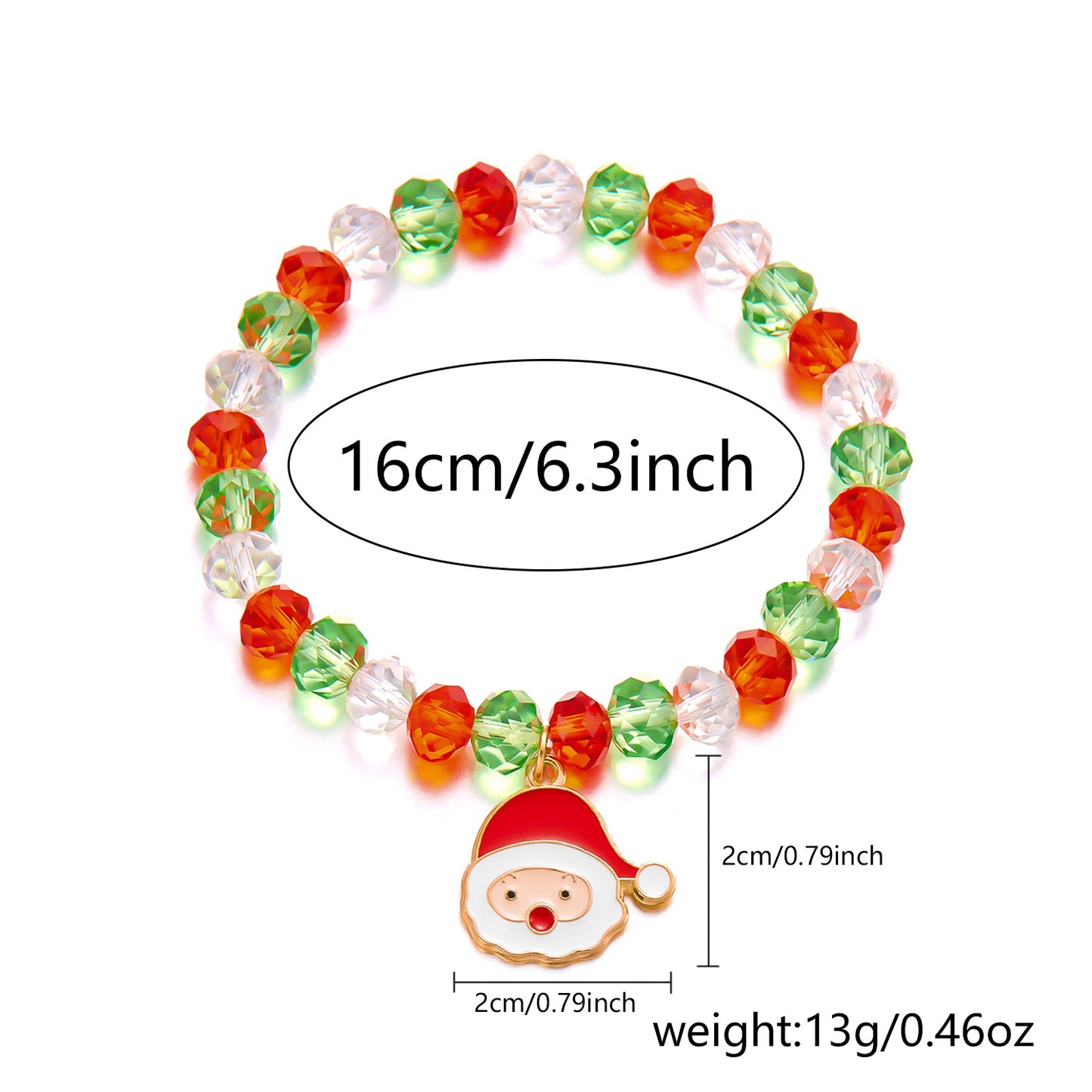 Conjunto de pulseras artesanales de aleación con temática navideña con dijes de Papá Noel, árbol de Navidad y guantes para mujer