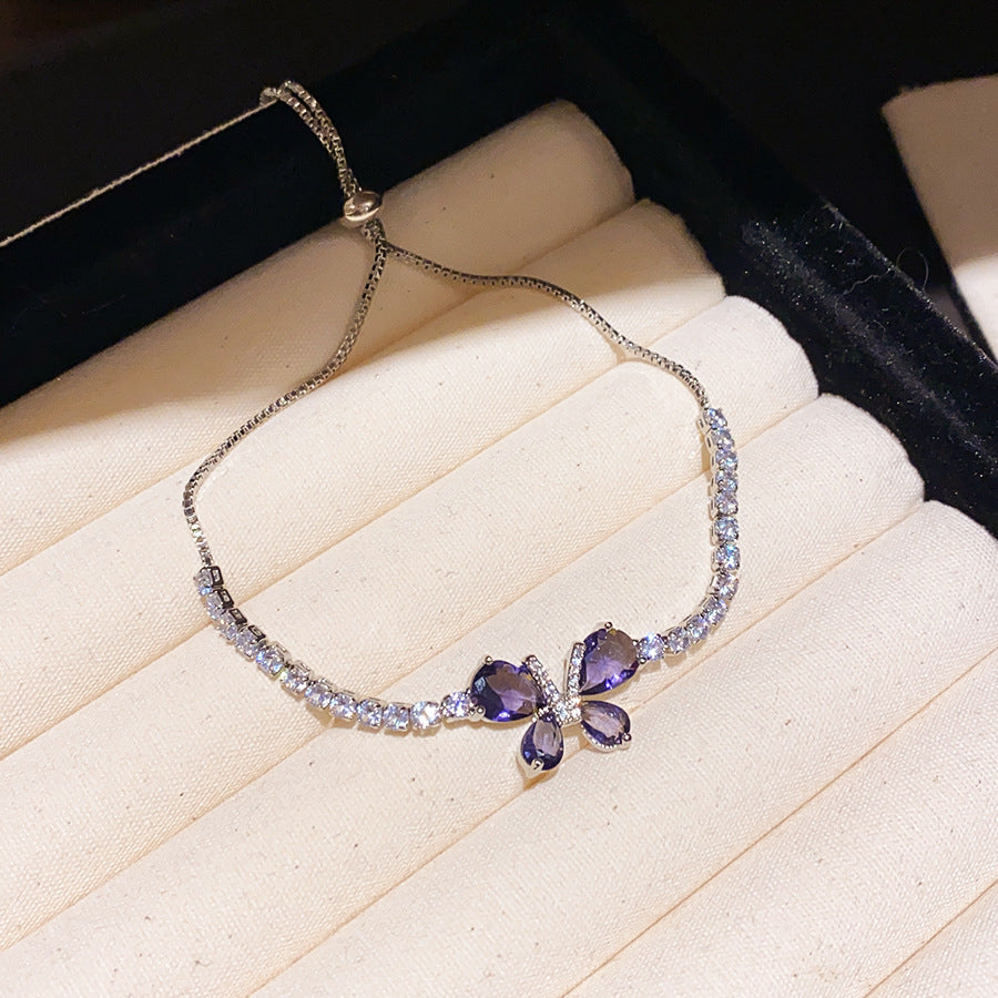 Luxury Elegant Oval Geometric Cubic Zirconia Inlaid Brass Bracelet for Women