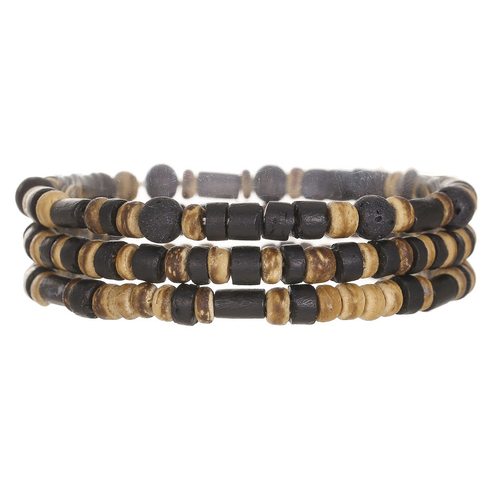 Casual Round Wood Beaded Elastic Bracelet DIY Charm Bar Set