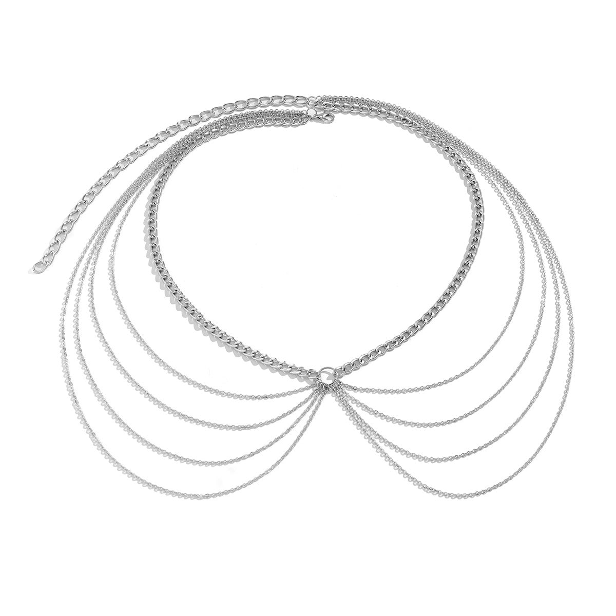 Catena in vita da donna geometrica minimalista con ciondolo, dettaglio nappa e chiusura a moschettone in metallo