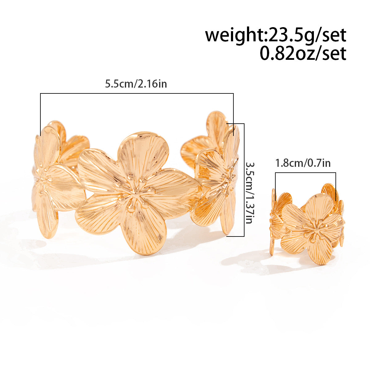 Minimalist Starfish and Butterfly Open Bangle Bracelet Set for Women with Electroplated Metal Finish