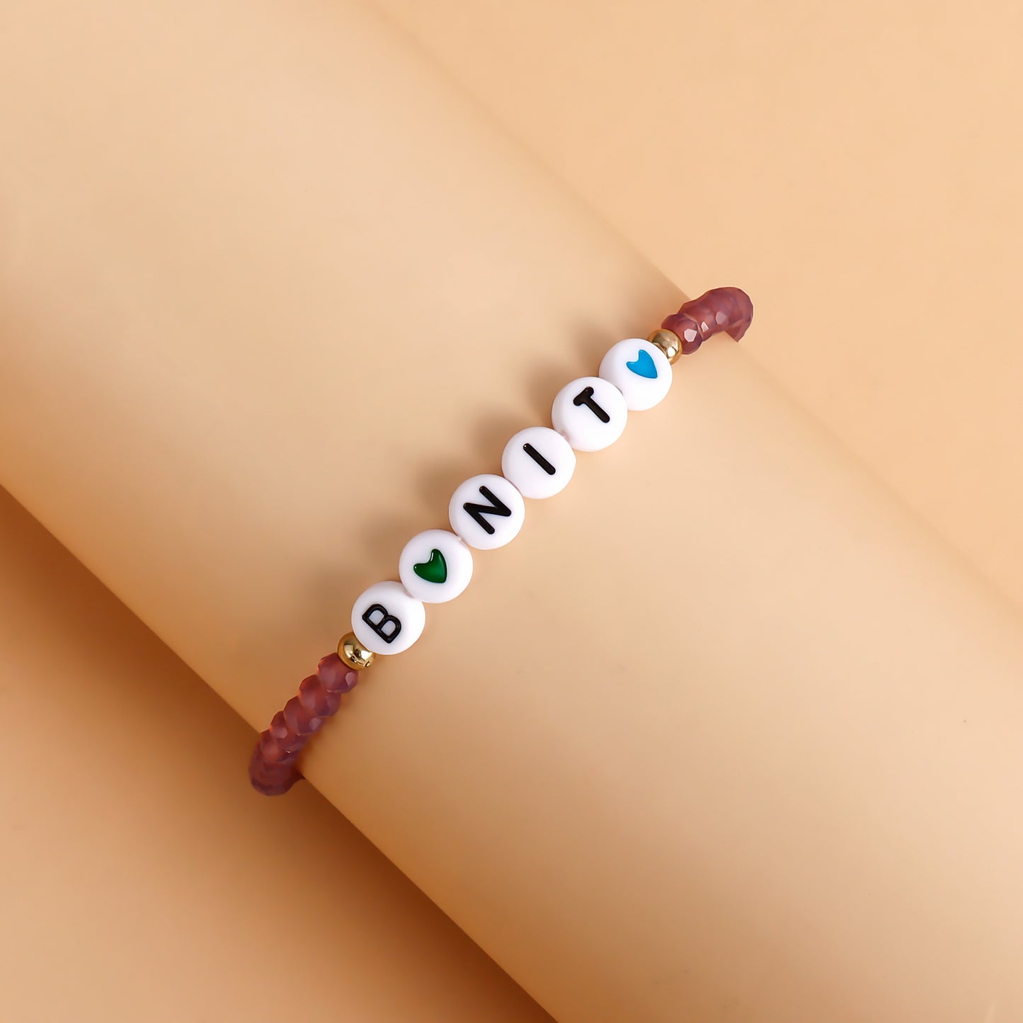 INS Style Geometric Beaded Bracelet with Plated Finish for Women, Round Bead Music Festival Fan Gift
