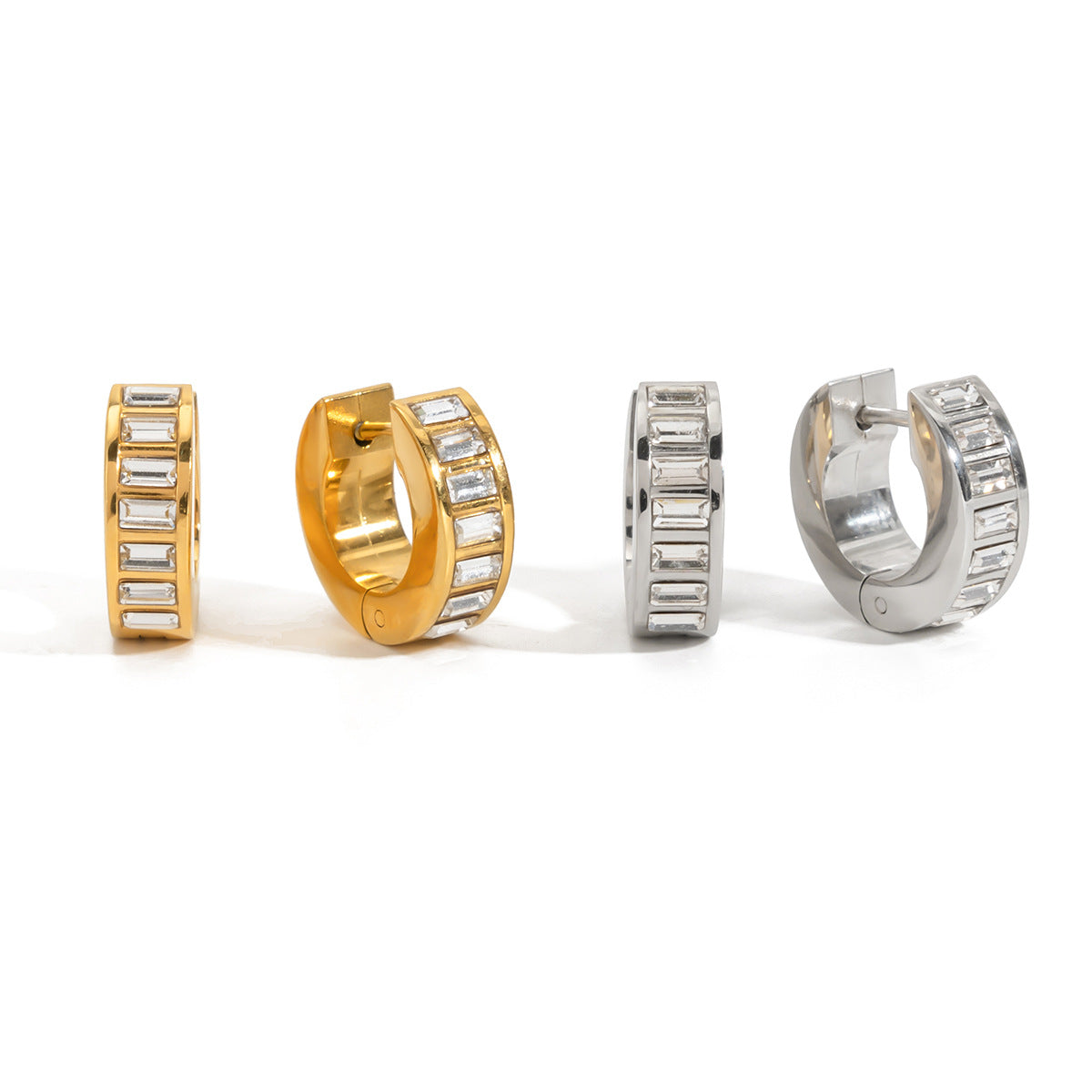 Orecchini a perno geometrici in acciaio inossidabile con strass, placcati, lusso minimalista, da donna