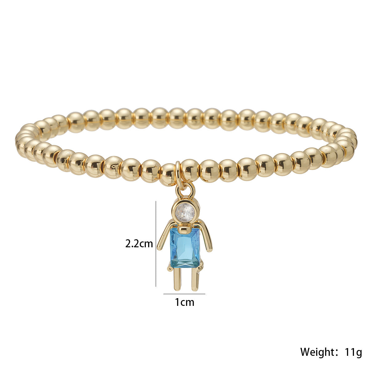 Minimalist Geometric Brass Gold Plated Cubic Zirconia Inlay Pendant Bracelet for Unisex