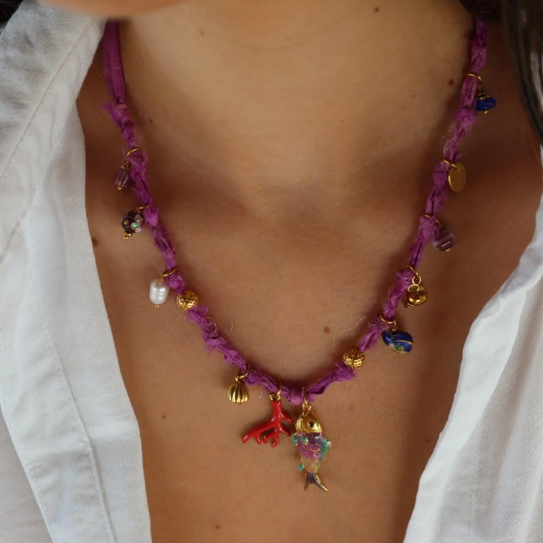 Elegante Collana Ciondolo a Barra Geometrica a Cuore Placcata in Ottone da Donna
