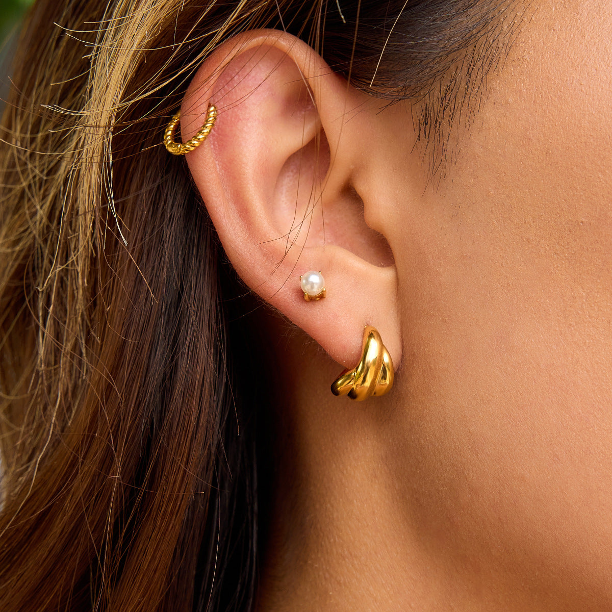 Pendientes de Aro Minimalistas Geométricos de Acero Inoxidable con Acabado Pulido para Mujer