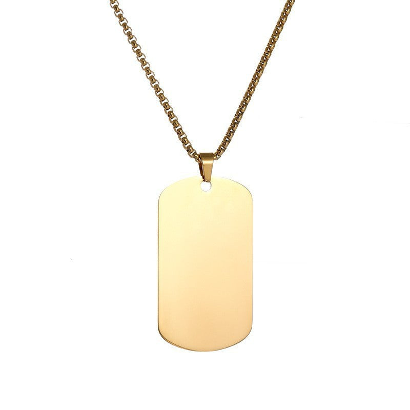 Collana unisex con ciondolo a piastrina per cane rettangolare geometrica personalizzata in acciaio al titanio