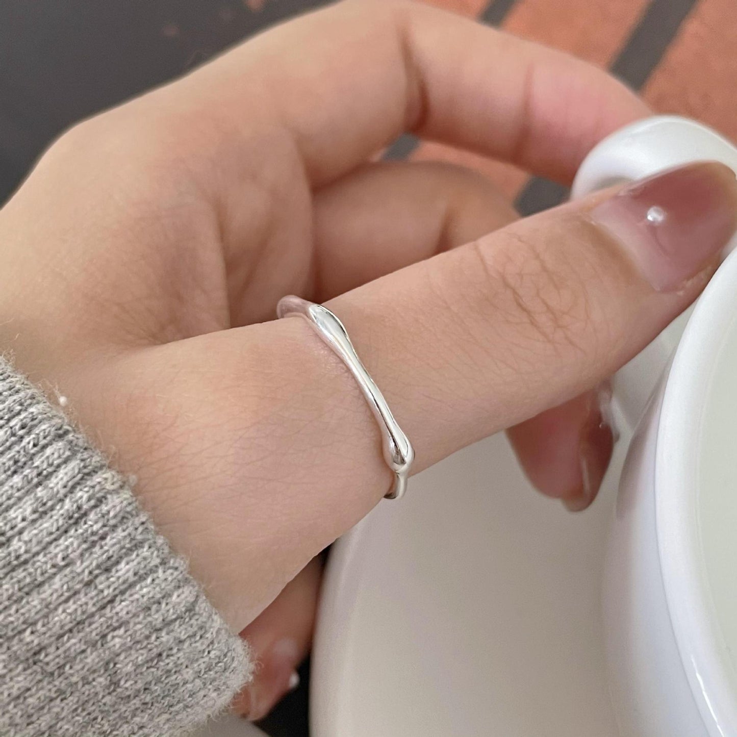 Minimalist 925 Sterling Silver Geometric Plated Ring