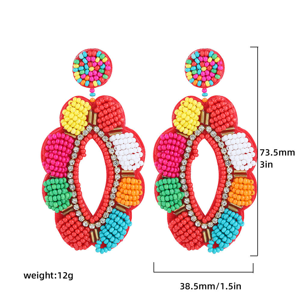 Bohemian Handmade Woven Glass Flamingo Floral Earrings Unisex