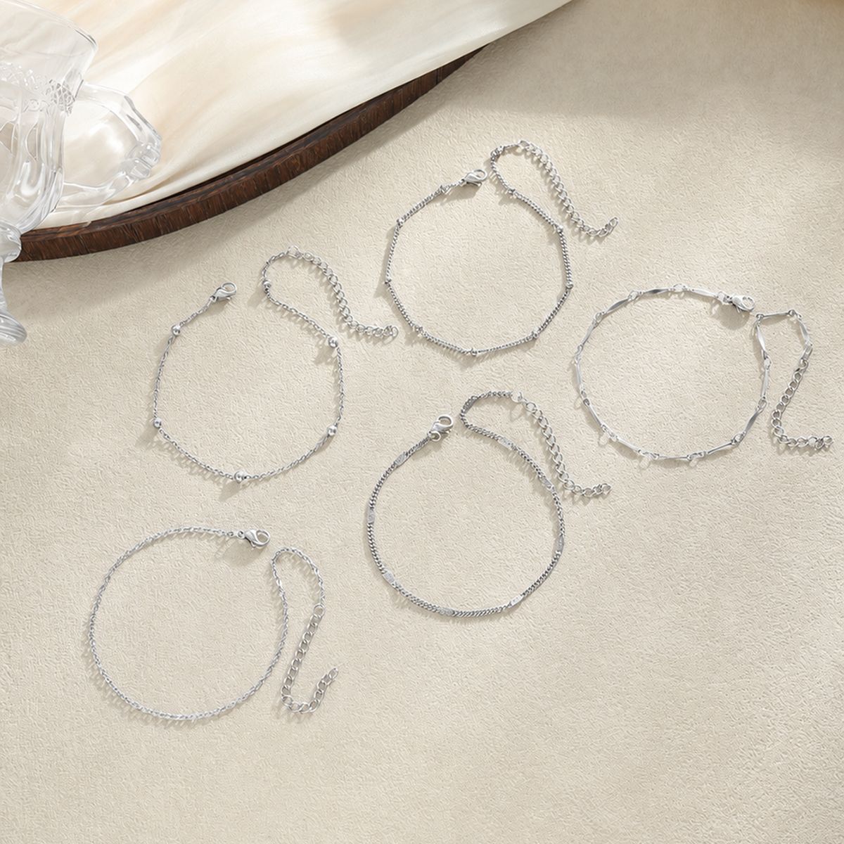 Minimalist 18K Gold Plated Stainless Steel Ball Chain Anklet for Women