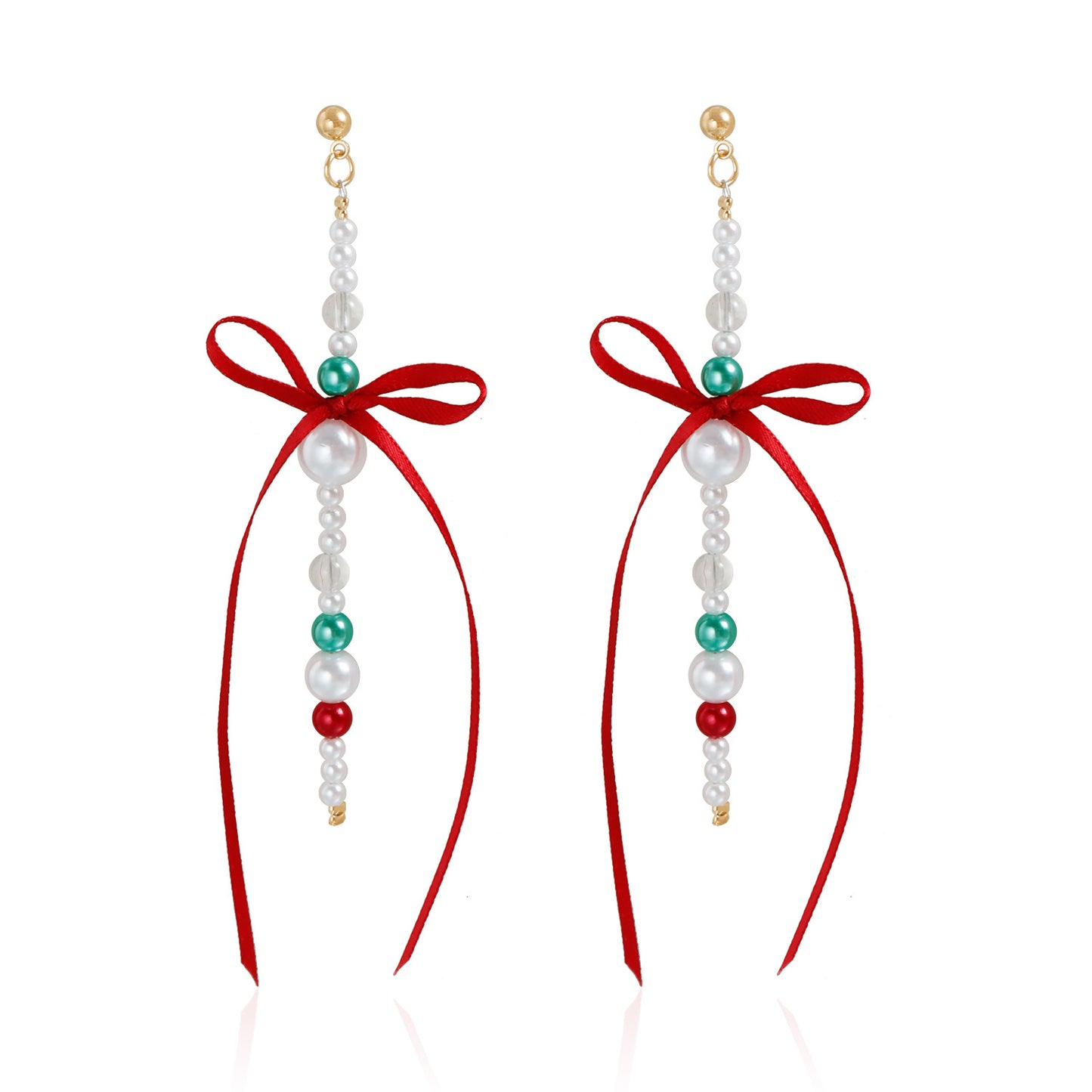 Vintage Geometric Pearl and Ribbon-Inspired Ear Studs with Zinc Alloy Base and Electroplated Finish for Women