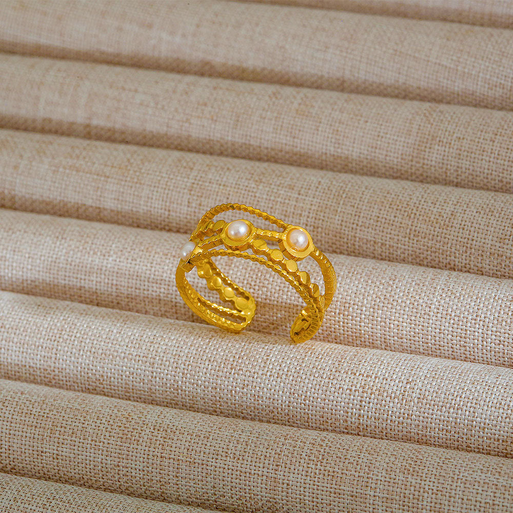 Anello regolabile in acciaio al titanio, stile hip hop geometrico, placcato per donna