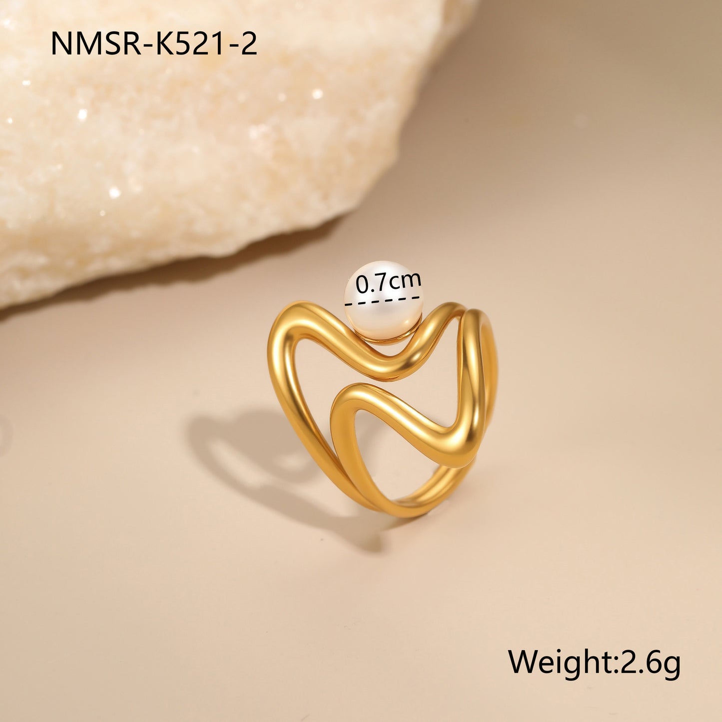 Anillo de acero inoxidable geométrico minimalista con acabado chapado, joyería de moda para mujer con banda abierta