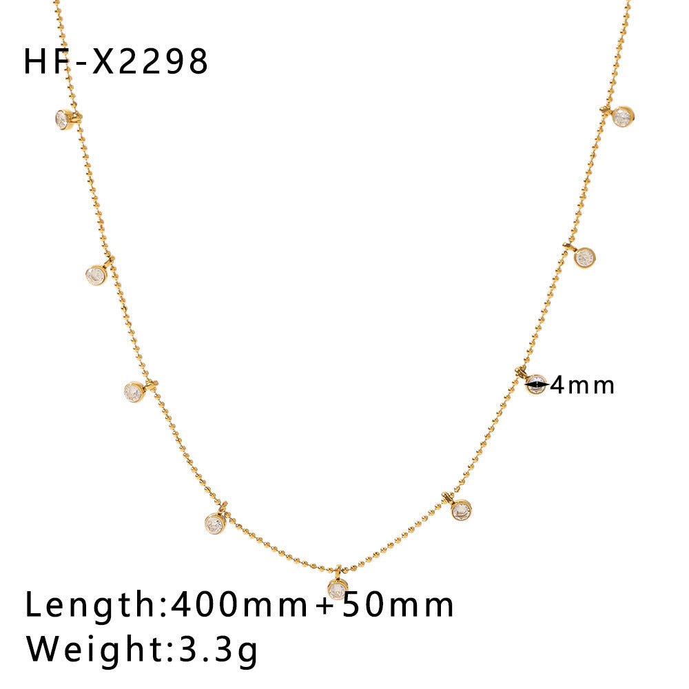 Collar minimalista de acero inoxidable con chapa de oro de 18 quilates, diseño de cola de pez, corazón, bambú y letra circonia para mujer