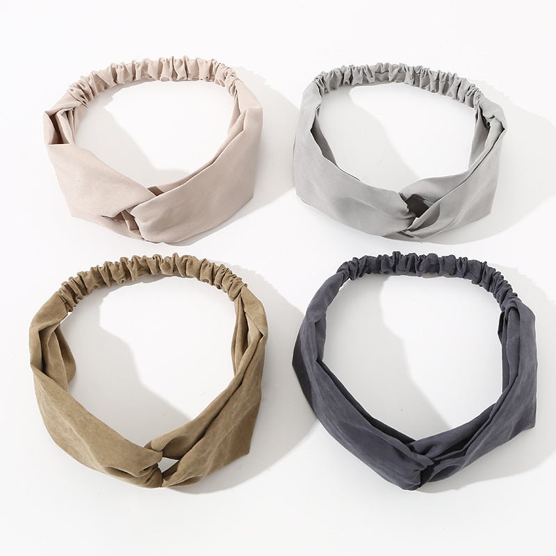 Simpatico set di cerchietti per capelli a forma di U in raso per bambini – Collezione di fasce morbide ed elastiche con design a croce per lavaggio e trucco