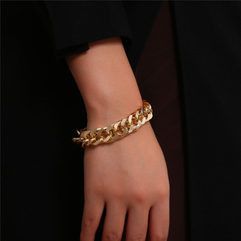 Vintage Punk Geometric Round Plated Alloy Chain Bracelet Unisex
