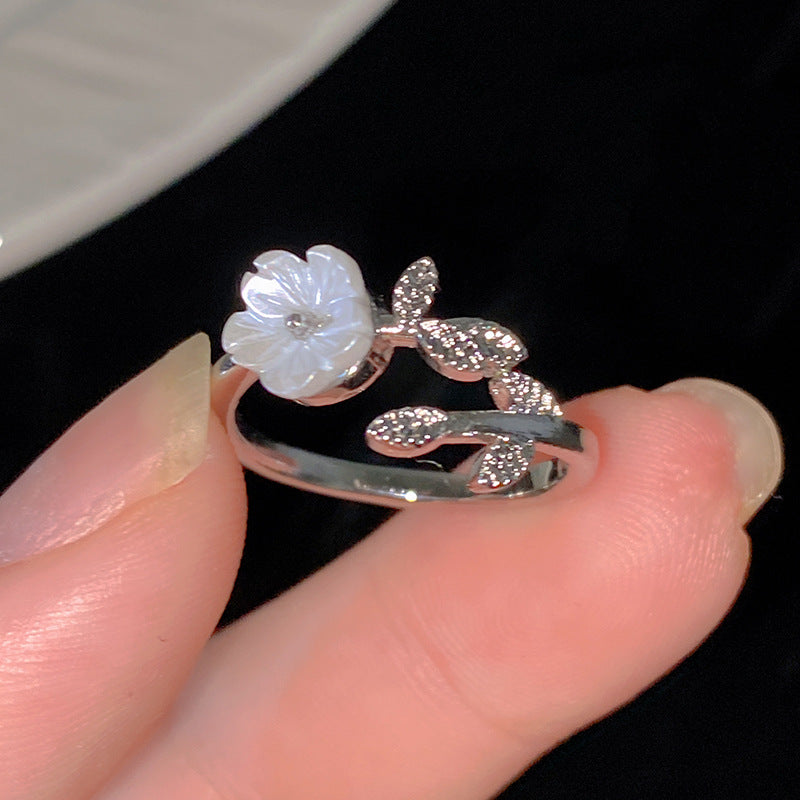 Minimalist Sweet Colorful Crown Flower Bow Teardrop Brass Ring with Cubic Zirconia Inlay for Women
