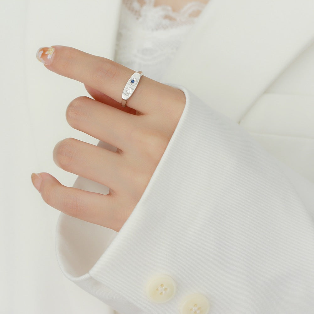 Anello Unisex Regolabile Aperto Placcato con Stella Minimalista in Argento Sterling 925