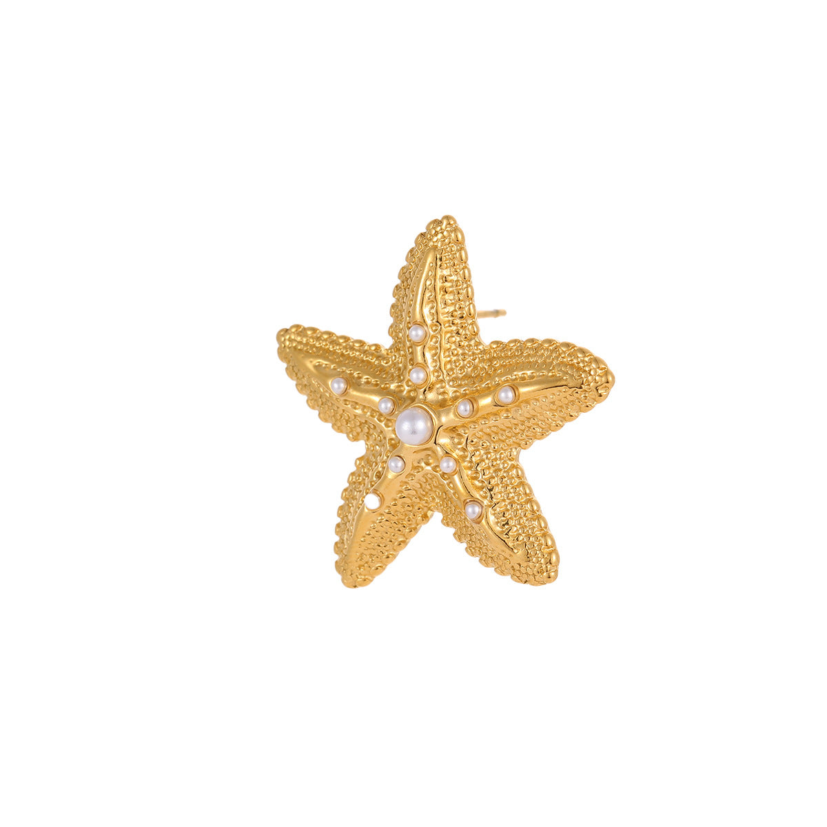 Aretes de acero inoxidable con forma de estrella de moda, incrustaciones de circonita y perlas para mujer
