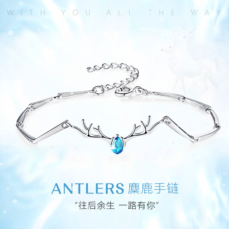 Deer Antler Necklace Alloy Water Wave Chain