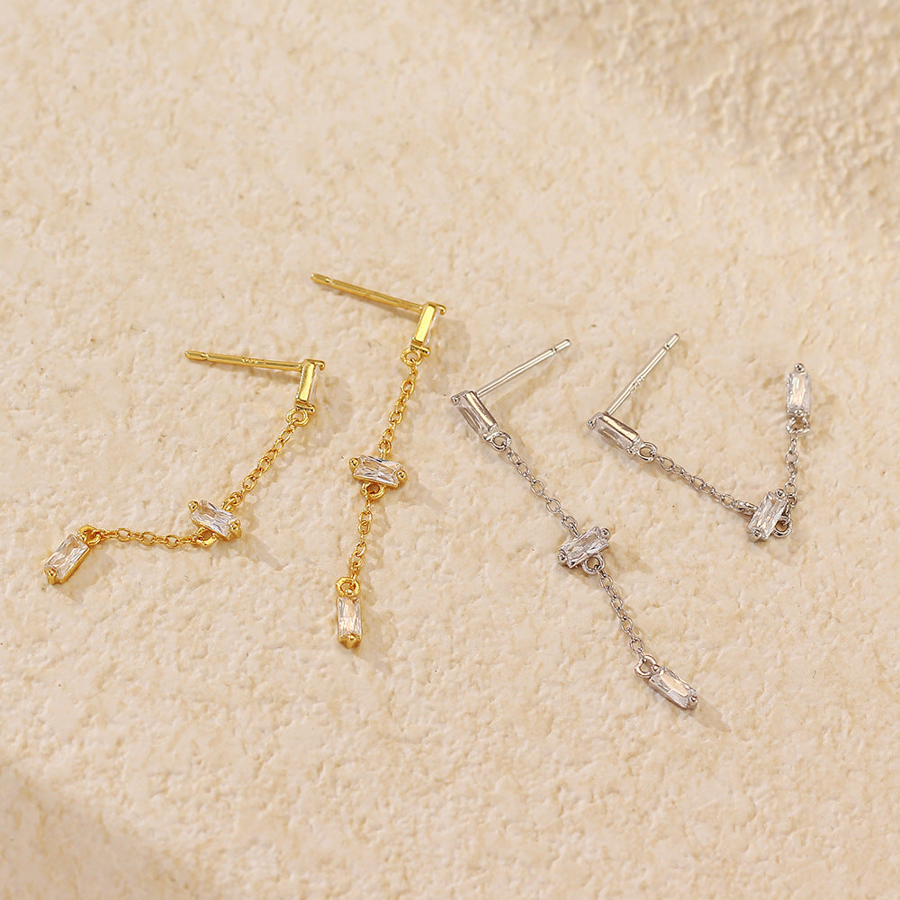 Orecchini Pendenti da Donna Chic con Geometrie in Argento Sterling S925 e Zirconi