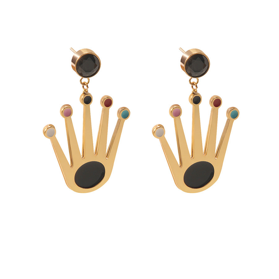 Elegant Casual Drip Oil Hand Shaped Stainless Steel Earrings for Women