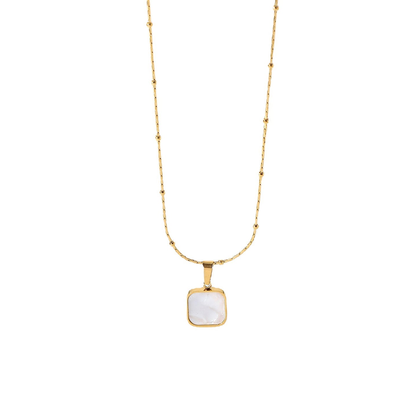 Collar Minimalista de Concha Dulce y Fresca para Mujer en Acero Inoxidable con Diseño Geométrico y Acabado Chapado en Oro