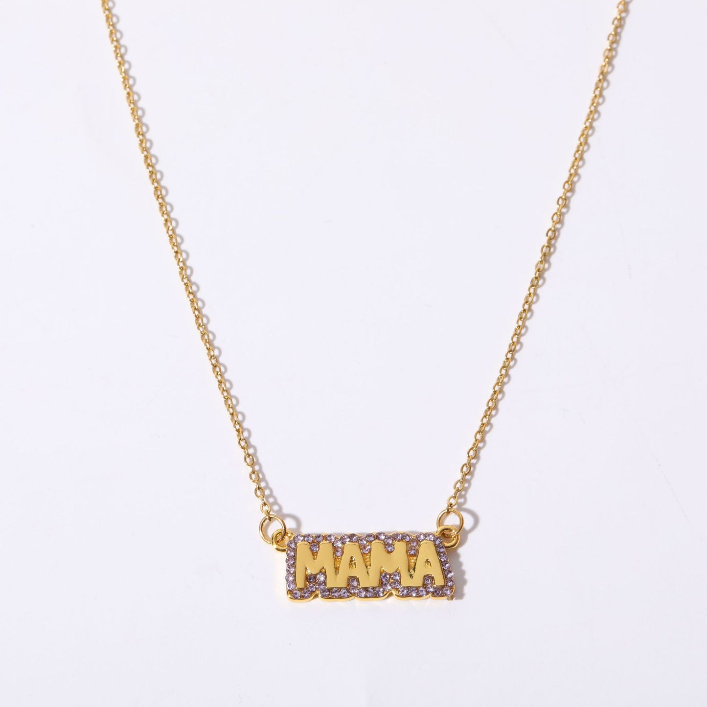 Fashionable Letter-Shaped Titanium Steel Necklace with Colorful Zircon Inlay for Women, Hypoallergenic and Tarnish-Resistant