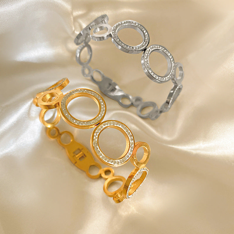 Vintage Geometric Oval Titanium Steel Plated Bracelet for Women