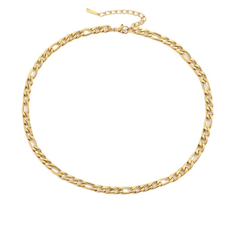 Geometric Stainless Steel PVD Figaro Chain Necklace