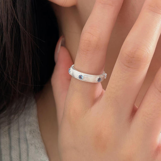 Minimalist Sweet 925 Sterling Silver Round Inlaid Cubic Zirconia Ring for Women