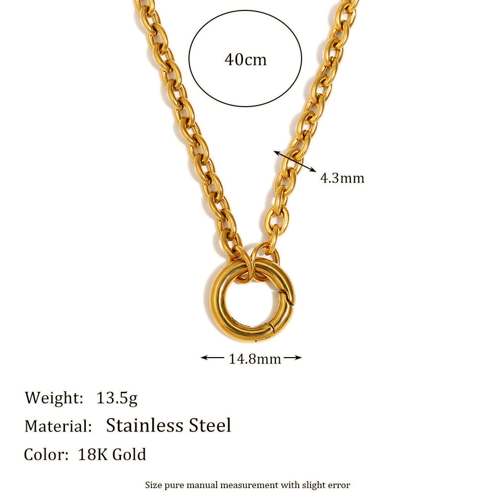 Collana girocollo minimalista ed elegante con ciondolo a barra geometrica in acciaio inossidabile placcato oro 18 carati da donna