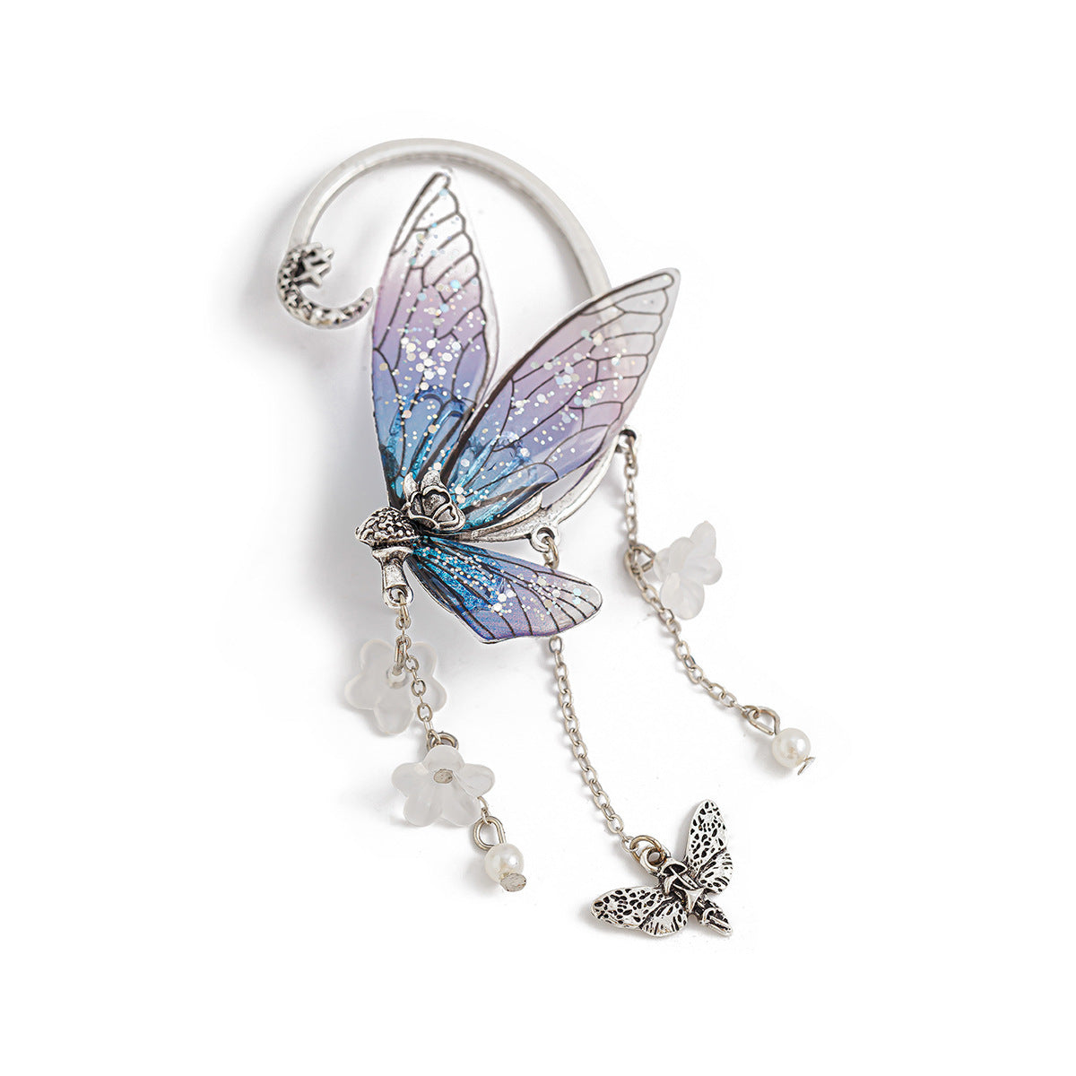 Butterfly Alloy Resin Ear Cuff with Plating Finish