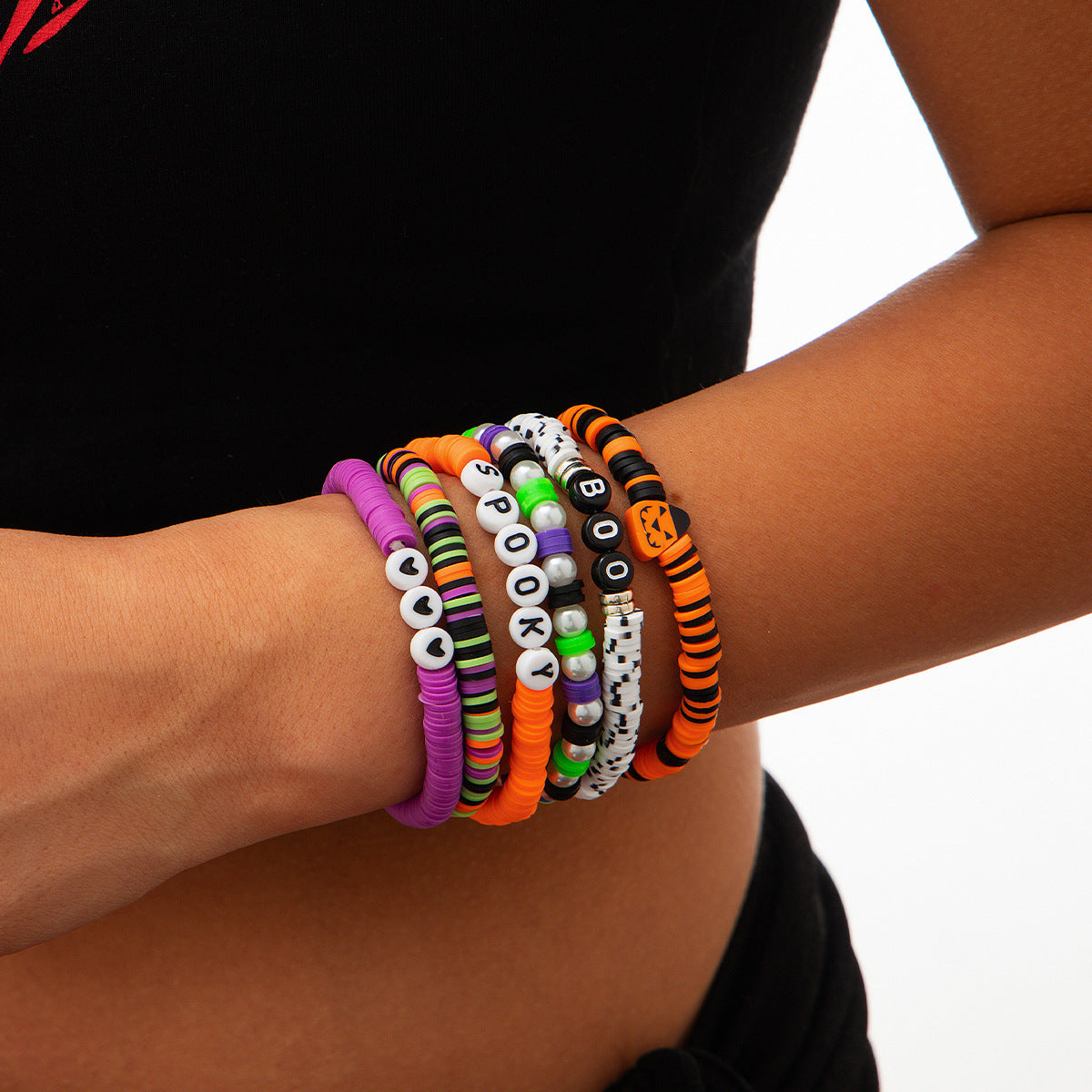 Minimalist Bat Letter Crystal Alloy Drip Oil Bracelet Set for Women
