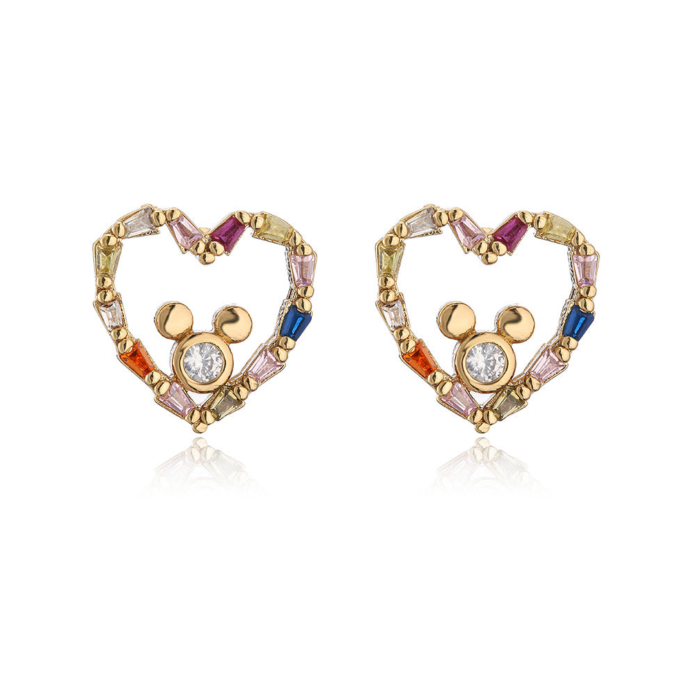 Minimalist Geometric Hollow Heart Earrings for Women in Copper with 18K Gold Plating