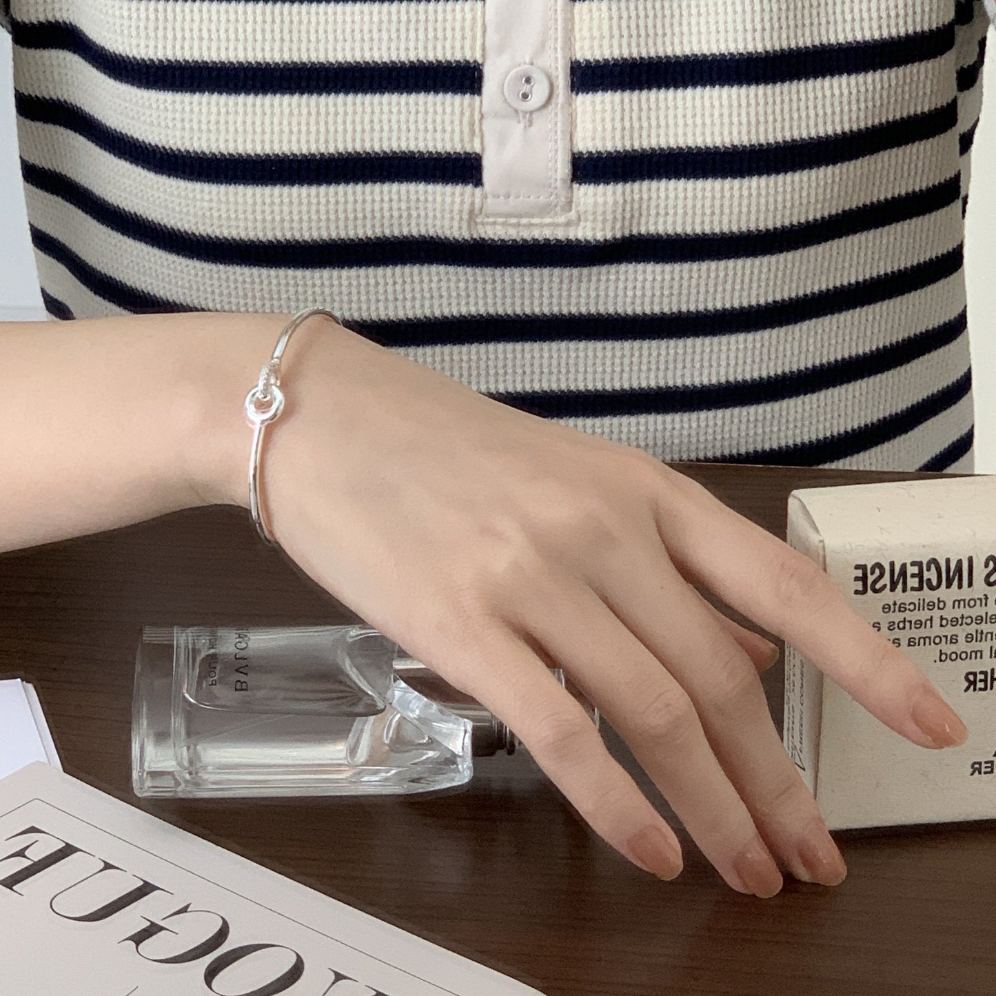 Minimalist Geometric S925 Sterling Silver Cuff Bracelet Handcrafted for Women