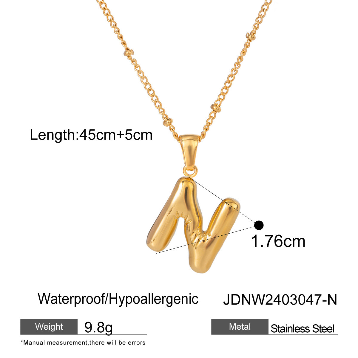 Minimalist Stainless Steel Letter Pendant Necklace Plated Titanium Steel Chain for Women